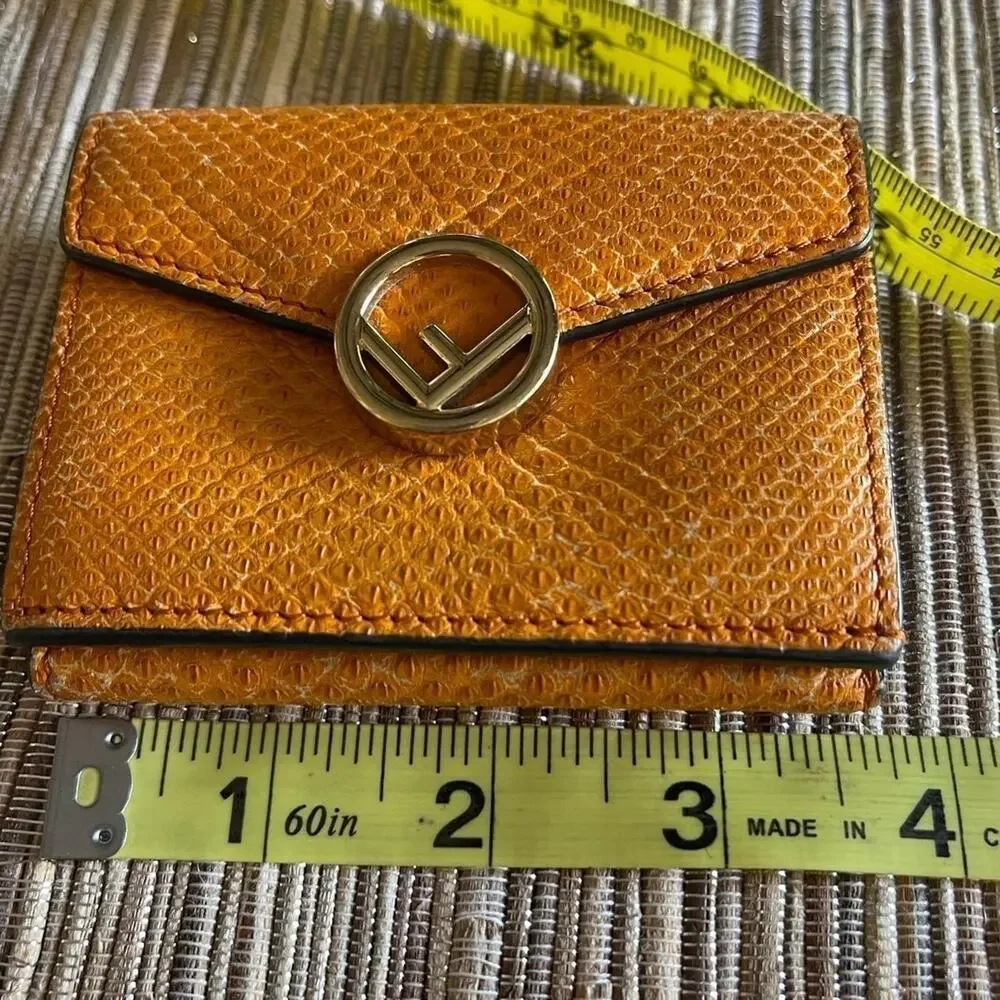 Fendi micro tri-fold Wallet karung snakeskin cognac w/dustbag *RARE